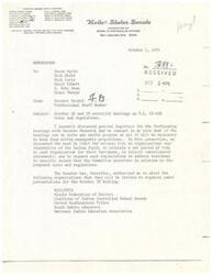 ["The memo discusses the upcoming oversight hearings on Pubic Law   93-638 rules and regulations, outlining the need to keep the hearings manageable by limiting the witness list to representative Indian organizations and allocating set time for testimony. Senator Abourezk has authorized the invitation of specific organizations for panel presentations, and letters have been sent to the Departments of the Interior and HEW requesting specific witnesses for the hearings. The memo emphasizes the importance of making the hearings productive for the Indian community, the Administration, and Congress."]