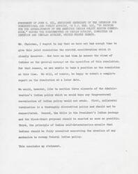 ["John H. Kyl, Assistant Secretary of the Interior, states that due to lack of time and consultation with Native American tribes, the Administration cannot take a position on SJR. Res. 133 to establish the American Indian Policy Review Commission. He emphasizes that the discredited policy of unilateral termination should not be revived, the President's Indian package bills should be enacted promptly, and Native Americans should be consulted on any changes to Federal Indian policy."]