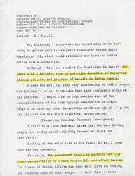 ["Kenneth Smith, General Manager of the Confederated Tribes of Warm Springs, Oregon, expressed support for Senate Joint Resolution 133, which would establish the American Indian Policy Review Commission. He highlighted the accomplishments of the Warm Springs Reservation in education, housing, and economic development, emphasizing the importance of initiative from within the community. Smith also raised concerns about the Bureau of Indian Affairs' funding and leadership, urging for more responsible and effective implementation of their Trust responsibility. He commended the Committee for their interest in Indian issues and believed that the establishment of the American Indian Policy Commission would bring new direction to Indian programs."]