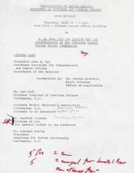 ["The document outlines two open hearings on S. J. Res. 133, which aims to establish the American Indian Policy Review Commission. The first hearing features witnesses from various organizations and tribes, including the Department of the Interior and the National Congress of American Indians. The second hearing includes a panel of Indian participants, moderated by Vine Deloria, Jr., discussing the establishment of the Commission."]