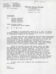 ["The document is a memorandum regarding SJR. Res. 133, a joint resolution introduced to establish the American Indian Policy Review Commission. It outlines the declaration of policy and purpose, emphasizing the need for fundamental reform in Federal-Indian relations to better support the development of Indian people's resources. The document highlights the historical and legal basis for the Federal Government's trust responsibility to Indian people and the shortcomings in current policies and programs. It also discusses the social and economic deprivation experienced by Indian communities and the need for a comprehensive review to address these issues."]