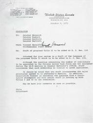["A draft of proposed Title II to be added to S. J. Res. 133 regarding the establishment of a Private Sector Task Force for a management study of the Bureau of Indian Affairs is being reviewed by Senators Abourezk, Haskell, Hatfield, and Bartlett. The draft suggests limiting the task force to seven appointees and outlines the responsibilities and reporting requirements of the Chairman. Legislative Counsel is reviewing the language for legislative compliance. The draft also includes authorization for funds not to exceed $300,000 for the task force. Feedback from the Senators is requested."]