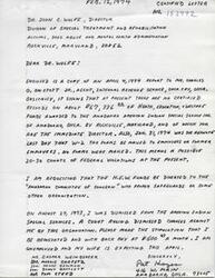["Dr. Morris Shafer has sent a letter to Dr. John C. Wolfe regarding the misuse of funds by the Anadarko American Indian Special Service Inc. Shafer, a former employee, was dismissed and is requesting reinstatement with back pay. The document outlines allegations of mismanagement of funds and discrimination within the organization. Shafer is urging for an investigation into the matter and for the funds to be diverted to a different organization. Additionally, the letter mentions previous investigations and dismissals of charges against Shafer."]
