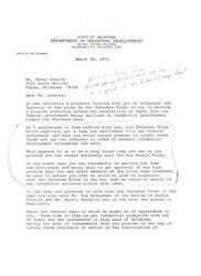 ["The document from the Department of Industrial Development expresses support for the Cherokee Tribe's plan to use funds from the federal government for industrial development in their area. The department is willing to cooperate and assist with any industrial projects that may arise from this plan. They have worked with the Cherokee Tribe in the past and are familiar with similar successful programs implemented by other tribes."]