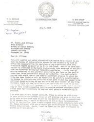 ["The document from W.W. Keeler, Principal Chief of the Cherokee Nation, to the Bureau of Indian Affairs requests that they assume responsibility for significant decisions regarding himself and another individual to avoid any perception of misuse of authority. Keeler wants the Bureau to scrutinize federal government programs to avoid criticism and ensure decisions are in the best interest of the Tribe. He also requests supervision for day-to-day decisions and plans to meet with the Bureau to discuss recommendations before the election."]