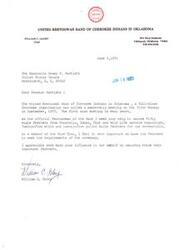 ["William C. Glory, Chief of the United Keetoowah Band of Cherokee Indians in Oklahoma, is requesting the help of Senator Dewey F. Bartlett to secure fifty eagle feathers for their upcoming membership meeting. Glory emphasizes the importance of having these feathers for their ceremonial purposes."]