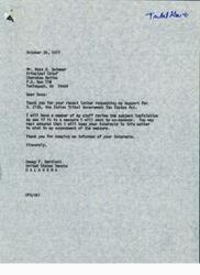 ["The Principal Chief of the Cherokee Nation, Ross O. Swimmer, wrote to Senator Dewey Bartlett requesting his support for S. 2130, the Indian Tribal Government Tax Status Act. Senator Bartlett responded that he will have his staff review the legislation and consider co-sponsoring it. Senator Bartlett thanked Chief Swimmer for keeping him informed of his interests."]