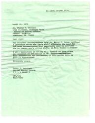 ["The document from Ms. Betty J. Brown to Senator Dewey F. Bartlett discusses the need for a compilation by the Muskogee Area Office of the Bureau of Indian Affairs listing all persons in the Five Civilized Tribes who were reinstated to the Dawes Commission Rolls. This would allow these individuals and their descendants to have voting rights without having to provide extensive documentation to Election Committees. Senator Bartlett requests the views and opinions of Mr. Thomas J. Ellison on this suggestion. Additionally, there is a letter from Eric H. Bohannon, Chairman of the Choctaw Election Committee, informing Ms. Brown that she will not be able to vote in the current election but will be included in the absentee mailing list for a potential run-off election."]