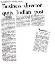["The business director of the Cherokee tribal organization Kee-To-Wahs has resigned, leading to political controversy within the tribe. The organization is seeking funds for political activities and there are concerns about financial mismanagement. Meanwhile, U.S. Indian Commissioner Morris Thompson believes that the future looks promising for Indian tribal governments and economic interests."]