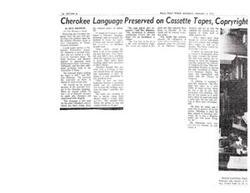 ["Prentice Robinson has preserved the Cherokee language on cassette tapes, with a focus on the cultural aspect of Indian life. The tapes are aimed at teaching Cherokee language to those with a heritage in it, as well as those who are interested in learning. The tapes have gained interest and have been bought by individuals, schools, and colleges. Prentice Robinson, along with his wife Wilena, have worked on this project since 1974, with Wilena helping to keep their children away from the recording studio. In addition to teaching, Prentice has taken up wood carving as a hobby. The tapes are recorded in a way that does not require a written study guide, allowing for easy learning and replaying of lessons. The Robinsons have two children, Jerome and Lenya."]