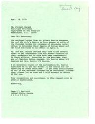 ["Mr. Forrest Gerard, Assistant Secretary of the Department of the Interior, received a letter from Senator Dewey F. Bartlett regarding Mr. and Mrs. Burris's request for access to the rolls of the Cherokee Nation to determine their degree of Indian blood. The Burris's claim to be of Cherokee descent and have been unsuccessful in obtaining assistance from the Bureau in researching their ancestors. Senator Bartlett enclosed information provided by the Burris's and requested cooperation and assistance from the Department of the Interior in this matter."]