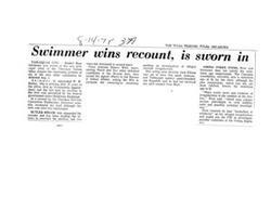 ["Ross Swimmer, a banker, was sworn in as the new principal chief of the Cherokee Nation despite protests and allegations of election irregularities. Tulsa attorney Rhoem West, representing a defeated candidate, claimed that Swimmer did not meet the minimum age requirement for chief. West requested a postponement of the swearing-in ceremony and may seek legal action over the alleged irregularities."]