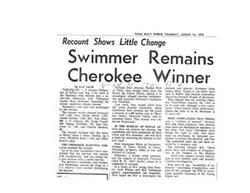 ["A recount of the ballots for chief of the Cherokee tribe showed only a seven-vote difference, with Ross Swimmer remaining the winner. Some competitors filed protests alleging election irregularities and sought relief from the Bureau of Indian Affairs. However, if the election results are not reversed, the candidates may pursue legal action in federal court."]
