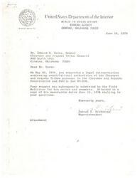 ["The document is discussing legal interpretations of the Cheyenne and Arapaho Tribes' constitutional authorities and Public Law 93-638. It addresses questions about the authority of the Tribal Council and Business Committee, as well as the authority over contracting or negotiating bodies. The Field Solicitor provides explanations based on the tribal constitution and relevant laws."]