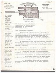 ["The document is a formal request from the Cheyenne-Arapaho Tribes of Oklahoma to the Commissioner of Indian Affairs to transfer Superintendent Allen Quetone from the Concho Agency. The document outlines various incidents and issues with Mr. Quetone, including physical confrontations with Business Committee members, excessive absences from the office, failure to delegate authority, refusal to provide technical assistance, and low morale among Bureau personnel. The tribes believe that the situation is irreconcilable and not in the best interests of the members, and they request immediate action on their request for Mr. Quetone's transfer."]