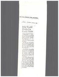 ["Senator Dewey Bartlett has introduced two bills to distribute almost $1.8 million in previously appropriated funds to the Creek Indians of Oklahoma. One bill allocates $1,346,000 to be divided between the Creek Indians of Oklahoma and others east of the Mississippi River, while the other bill provides $450,000 to the Creek Nation of Oklahoma for approved purposes. These funds are to pay Creek claims stemming from 19th Century treaties with the federal government. The settlement offer was made to avoid further litigation on the issue of land value."]