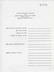 ["A checklist for on-site monitoring of an Area Technical Assistance Project under Title I of the ESEA by the Bureau of Indian Affairs. It covers areas such as training, development, fund allocation, and implementation of policies. It evaluates whether assistance is provided effectively, projects are well-developed, funds are allocated equitably, and excess funds are returned to the Central Office."]
