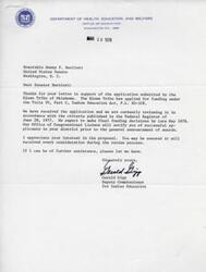 ["The document is a series of letters regarding the funding application submitted by the Kiowa Tribe of Oklahoma under the Title IV, Part C, Indian Education Act. The Deputy Commissioner for Indian Education is reviewing the application and expects to make final funding decisions by late May 1978. Senator Dewey F. Bartlett expressed his support for the application and requested fair consideration for it. The Office of Congressional Liaison will notify successful applicants in the district prior to the general announcement of awards."]
