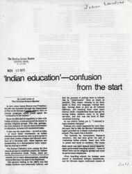["The document discusses the history and challenges of Indian education in the United States. It highlights the forced assimilation of Indian children in schools, the involvement of religious groups, the lack of funding and resources, and the disparities and discrimination faced by Indian students. It also mentions various legislative acts and reports aimed at improving Indian education, as well as the current enrollment numbers and challenges in Indian schools."]