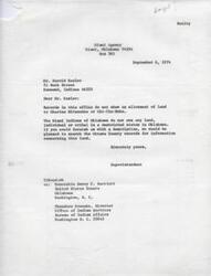 ["Dosel Realty Agency in Miami, Oklahoma, informs Mr. Harold Kesler that there is no record of land being allocated to Charles Nitzschke or Chi-Cin-Noha. The agency also states that the Miami Indians of Oklahoma do not own any land in a restricted status in Oklahoma. Additionally, Kiowa Indian Services Inc. requests the tribal chairmen of the Kiowa, Comanche, and Apache tribes to investigate the drug and narcotics situation at Fort Sill Indian School and to address the issue with the Anadarko Area Office. They believe that marijuana is being smoked by students on campus and other drugs may be brought in from outside sources. Copies of this request have been sent to various government officials for further action."]