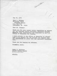 ["A series of letters and forms related to the Cherokee Nation Bilingual Education Program proposal submitted for funding to the United States Office of Education. Various parties, including Senator Dewey Bartlett, express their support for the proposal and request fair consideration. The documents also include details about the project, the applicant, proposed funding, and contact information."]