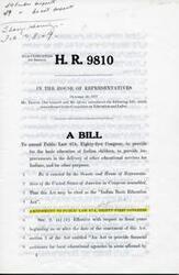 ["The document is a bill introduced in the House of Representatives in 1977 by Mr. Blouin and Mr. Quie to amend Public Law 874, Eighty-first Congress. The bill aims to provide for the basic education of Indian children, improve the delivery of educational services for Indians, and serves other related purposes. It was referred to the Committee on Education and Labor for further consideration."]