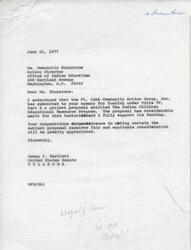 ["The document is a letter from Donald L. Jarvis, Executive Director of the Fort Cobb Community Action Group, Inc., to Senator Dewey Bartlett advocating for funding for the Indian Children Educational Resource Program. The program focuses on involving parents in their children's education, providing stimulating activities, and strengthening parental capacity in facilitating child development. The program aims to address the needs of Indian families and children, particularly in the areas of health and education. The budget for the program is set at $304,488 and aims to involve 1250 Indian parents and children."]