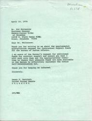 ["The document is in response to a request for supplemental appropriation for Contractual Support funds for the Bureau of Indian Affairs. The sender assures that they will work with the Appropriations Committee to ensure adequate funds are made available to effectively implement the Indian Self-Determination Act. The document also suggests a mail survey of tribes to better assess the demands on indirect monies in the future."]