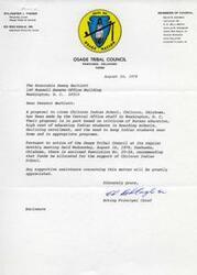 ["The Osage Tribal Council is recommending that funds be allocated for the support of the Chilocco Indian School in Oklahoma, which is facing closure due to high costs and declining enrollment. The school has revamped its programs for the upcoming school year and offers individualized programs for students. The council is seeking support from Senator Bartlett in keeping the school open."]