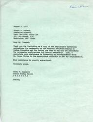 ["The document is a series of letters and announcements regarding nominations for the National Advisory Council on Indian Education. Senator Dewey F. Bartlett thanks Stuart A. Tonemah for assistance in nominating Ms. Donna Rhodes to the council. The process of nominations, reviews, and appointments for the council is explained in detail, including categories for nominees and the selection process. The Office of Education is accepting nominations until May 23, 1977. The document provides instructions on how to submit nominations and the criteria that will be considered for recommendations."]