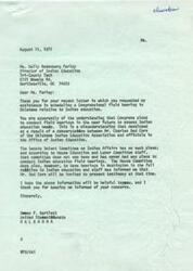 ["Ms. Farley requested assistance in scheduling a Congressional field hearing in Oklahoma about Indian education. However, there was a misunderstanding as Congress had no plans for such hearings. The House Committee did plan to have hearings in Washington in the fall, and Mr. Red Corn would be invited to present testimony. Ms. Farley urged for a congressional hearing in Oklahoma to address misconceptions and benefit the Oklahoma Indians."]