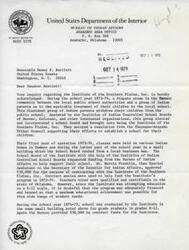 ["The document addresses Senator Bartlett's inquiry regarding the Institute of the Southern Plains, Inc., a school established by a group of Indian parents in Hammon, Oklahoma. The school faced funding challenges and operated in temporary facilities. The Bureau of Indian Affairs provided funding for the school, but there were concerns about the quality of education provided. The document also discusses the rift between the dissident Indian parents and the local public school authorities, as well as the challenges faced by the community. The Bureau of Indian Affairs is working to address these issues and provide support for the school."]