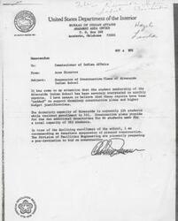 ["The Area Director has discovered that the student membership numbers at Riverside Indian School have been overstated in order to justify construction plans for additional dormitories. The current enrollment does not warrant the construction of new dormitories, and the Area Director is recommending the suspension of the construction plans."]