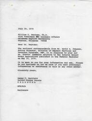 ["The document discusses concerns about Upward Bound Regulations and how they may affect programs at Oklahoma Baptist University. There is a discussion about the inclusion of veterans in the program and the potential impact it may have on the university's program. The document requests clarification on the regulations and expresses concern about the potential changes."]