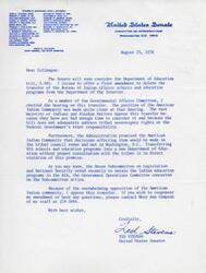 ["Senator Ted Stevens is opposed to the transfer of the Bureau of Indian Affairs schools and education programs to the Department of Education, citing lack of consultation with tribal communities and violation of promises made to the American Indian Community. He is seeking cosponsors for his amendment to delete this transfer."]