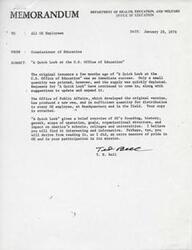 ["The memorandum discusses the history and goals of the United States Office of Education, including its structure, programs, and impact on schools and colleges. It highlights the Office's growth from its founding in 1867 to its current size, with a budget of over $6 billion and administration of over 100 programs. The memorandum also provides an overview of the five bureaus within the Office and their respective roles in supporting education for disadvantaged individuals, students with disabilities, vocational and adult education, and postsecondary education."]