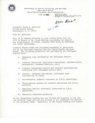 ["The document is a series of correspondence regarding Mr. Lloyd Harless' request for reimbursement of travel expenses for cobalt treatments from Tulsa to Tahlequah. The Indian Health Service explains that funding priorities have not allowed for reimbursement at this time, but Mr. Harless can continue to use the facilities for health care. Senator Dewey F. Bartlett requests an investigation into the matter, and the Indian Health Service promises to provide more information once it is available."]