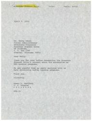 ["The Absentee Shawnee Tribe of Oklahoma is concerned about the moratorium on HUD housing programs and is requesting support and assistance from Senator Dewey Bartlett to remove the moratorium. They highlight the housing needs of their tribal members and the importance of adequate housing for their well-being. Senator Bartlett responds, expressing hope for an early decision on Indian housing programs."]
