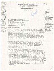["The document is a memorandum regarding a meeting between the Oklahoma Congressional Delegation and leaders of Indian Housing Authorities in Oklahoma. The purpose of the meeting was to discuss the moratorium on financing applications for housing and to seek assistance from congressional offices. The memorandum includes a list of attendees from various tribal nations and government offices. It also mentions an invitation to evaluate Indian Housing in Oklahoma and attend a meeting of the Inter-Tribal Council of the Five Civilized Tribes."]