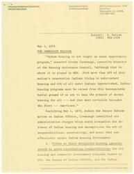 ["The Housing Assistance Council Inc. is advocating for changes in Indian housing programs to address the high rates of substandard housing and poverty among reservation Indians. They have proposed administrative changes, including giving tribes coordinating responsibilities for all housing programs, establishing an Assistant Secretary of Indian Programs at HUD, and allocating a minimum of 10,000 units for Indian housing. They stress the importance of deep subsidy programs and regular congressional hearings to address the unique challenges faced by Indian communities. Ultimately, they emphasize the need to fulfill the promise of decent housing for all, including the first Americans."]