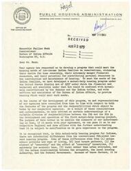 ["The document outlines a mutual-help housing program for low-income Indian families on reservations, developed under the United States Housing Act of 1937. The program involves cooperation between the Public Housing Administration and the Bureau of Indian Affairs, with specific responsibilities outlined for the BIA. These responsibilities include assisting in project planning, design, construction, participant selection, administration, budgeting, and ensuring compliance with program requirements. Coordination with the Public Health Service for health and sanitary facilities is also emphasized."]