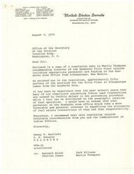 ["The document is a letter from United States Senator Dewey F. Bartlett recommending the transfer of the Anadarko Title Plant records and personnel from Albuquerque, New Mexico to the Anadarko Area Office in Oklahoma. The recommendation is based on the belief that the transfer will expedite real estate transactions related to Indian Land by having personnel with a more favorable and personal interest in the process. The document includes a resolution from the United Indian Tribes of Western Oklahoma and Kansas supporting the transfer."]