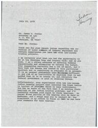 ["The document is a letter from James D. Jordan, an attorney at law, to Senator Dewey Bartlett regarding the reduction of federal employees and issues with low-income housing projects. Jordan suggests allowing federal employees who are eligible for retirement to retire early if their job is not necessary to reduce the number of federal employees. He also discusses a specific low-income housing project involving the Creek Nation Housing Authority and highlights construction issues. Senator Bartlett responds, thanking Jordan for his input and inviting him to provide further input at field hearings on Indian housing problems."]
