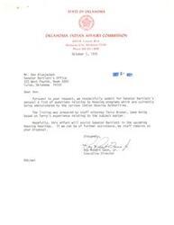 ["The Oklahoma Indian Affairs Commission has provided a list of questions relating to housing programs administered by various Indian Housing Authorities for Senator Bartlett's perusal. The questions address issues such as participant rights, obligations of Housing Authorities, oversight by HUD, and appeal procedures. The document underscores the need for clarification and transparency in the management of mutual-help housing programs for Native American participants."]