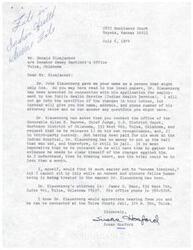 ["The document is written by Susan Hosford on behalf of Dr. John Klauenberg, who has been arrested in connection with his employment application with the Public Health Service. Hosford requests Mr. Bluejacket's help in getting Dr. Klauenberg released on his own recognizance or in third-party custody, as he cannot afford bail. She provides the contact information for Dr. Klauenberg's attorney and urges Mr. Bluejacket to contact the United States District Court in Tulsa to request his release. Hosford emphasizes the urgency of the situation and asks for assistance in clearing Dr. Klauenberg's name."]