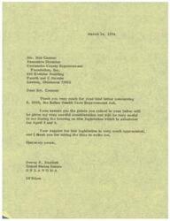 ["The document consists of a series of letters regarding the Indian Health Care Improvement Act, specifically S. 2938. Various individuals, including Bob Cannon, Sylvester J. Tinker, and Luella Thornton, express their support for the legislation to Senator Dewey F. Bartlett. Senator Bartlett acknowledges their letters and assures them that their input will be considered during the upcoming hearing on the legislation. Chief Tinker also sends a resolution to Senator Henry M. Jackson in support of S. 2938. Senator Bartlett expresses gratitude for the support and feedback received."]