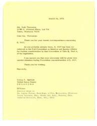 ["The document consists of a series of telegrams and letters regarding Senate Bill 1017, also known as Jackson's Indian Education Bill. Various individuals and organizations express concerns and requests for further study and revision of the bill, particularly Title II, due to potential negative impacts on Indian students in Oklahoma. The National Indian Education Association urges splitting the bill into two and passing Title I as written while further studying Title II. Senator Dewey Bartlett acknowledges the correspondence and assures careful consideration of the comments during the Committee reconsideration of S. 1017."]