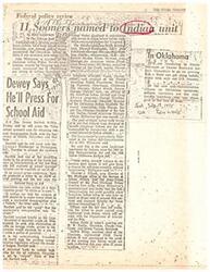 ["Eleven native Oklahomans have been appointed to a commission to help shape future Indian legislation. United States Senator Dewey Bartlett plans to press for federal school aid for the Tulsa school system. The commission is focused on the Indian Self-Determination Act of 1975, which allows tribes to take control of some services. Bartlett also discussed the issue of crude oil decontrol and its potential impact on gasoline prices. Chief Harry Belvin of the Choctaws announced he would not seek re-election."]