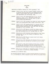 ["The National Advisory Council on Indian Education passed a resolution on February 21, 1974 opposing Senate Bill (SB) 1017 in its present form. The resolution outlined various concerns about the funding formula, lack of Indian control, elimination of eligibility for some Indian organizations, and the impact on Indian education funds in states like Oklahoma. Senator Bartlett was urged to consider these concerns before supporting Senate Bill (SB) 1017."]