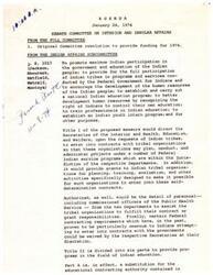 ["The agenda for the Senate Committee on Interior and Insular Affairs on January 24, 1974 included discussions on funding for Indian education programs, designating the Chattooga River as a National Wild and Scenic River, and transferring certain lands to the city of Anchorage, Alaska. The proposed bill, S. 1017, aimed to promote Indian self-determination in government and education, while S. 2385 sought to protect the Chattooga River. S. 194 was focused on transferring land interests to Anchorage."]